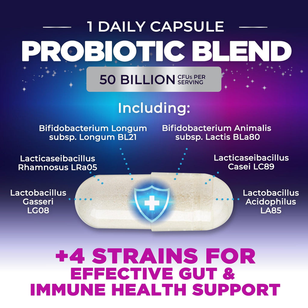 Probiotics 50 Billion CFU Per Serving - 10 Premium Strains + Digestive Enzymes & Prebiotics - Best Probiotic for Women & Men, Supports Immune, - FENGGESTORE20