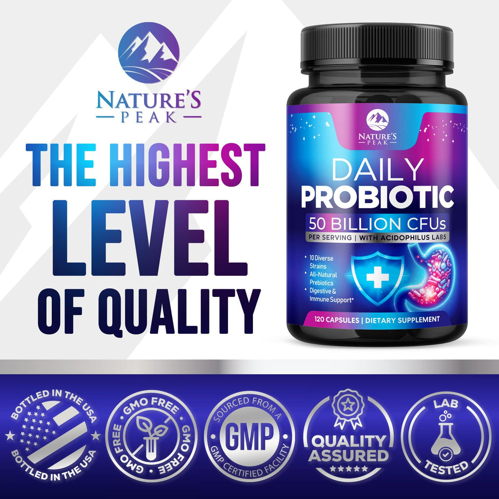 Probiotics 50 Billion CFU Per Serving - 10 Premium Strains + Digestive Enzymes & Prebiotics - Best Probiotic for Women & Men, Supports Immune, - FENGGESTORE20