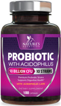 Probiotics for Digestive Gut Health - 50 Billion CFU Per Capsule, 10 Premium Strains & Prebiotics - Best Probiotics for Women & Men, Occasional Constipation, Gas, Immune Health Support - 180 Capsules - FENGGESTORE20