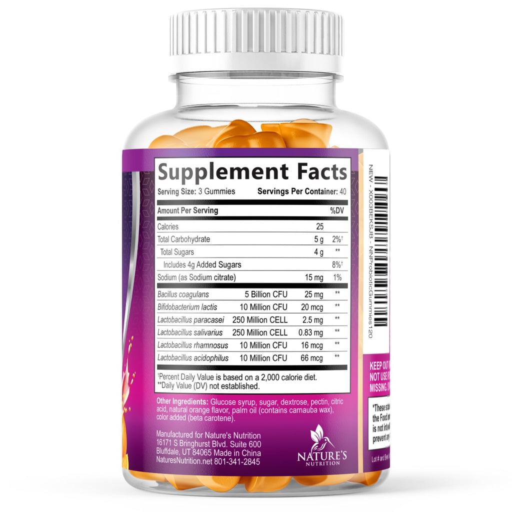 Probiotics for Digestive Health Gummies - 6 Unique Strains for Daily Immune Support & Gut Health, Supports Constipation, Gas & Bloating - Best Probiotic Supplement - FENGGESTORE20
