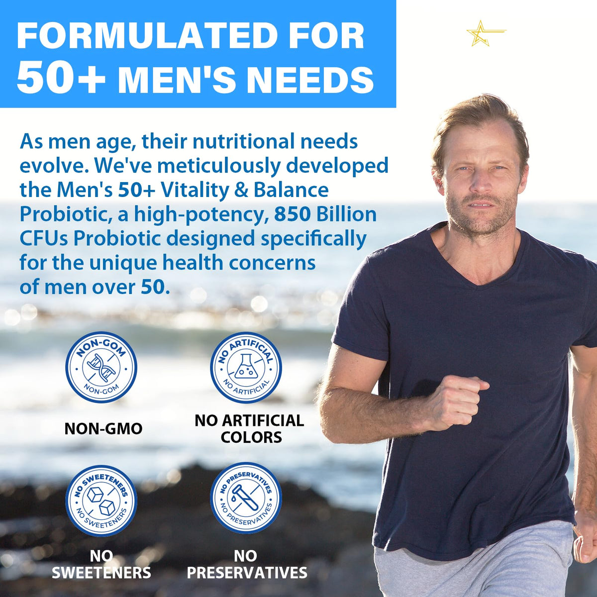 Probiotics for Men, Advanced 50+ Mens Probiotic, Comprehensive Gut & Energy Support with 850 Billion CFU, 1800mg Prebiotics Fiber – Tailored Wellness mens probiotics - FENGGESTORE20