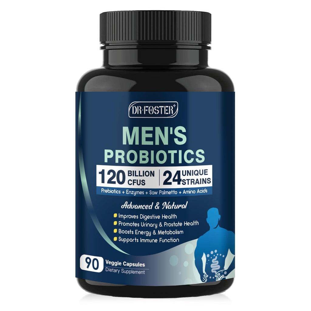 Probiotics for Men Digestive Health, 120 Billion CFUs Mens Probiotic with Digestive Enzymes & Prebiotics & Saw Palmetto & Cranberry for Gut, Prostate & Urinary - FENGGESTORE20