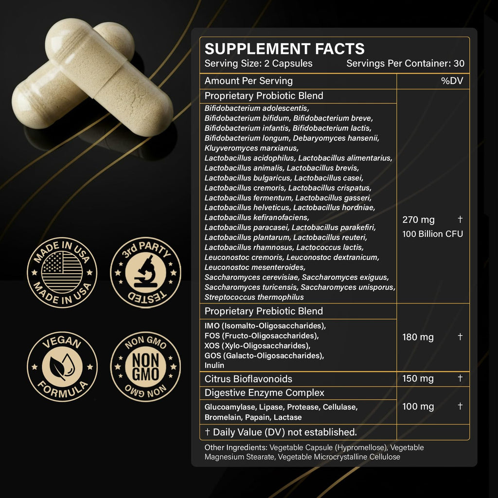 Probiotics with Prebiotics for Men and Women - 35 Strains Probiotics 100 Billion CFU for Gut & Digestive Health, Vegan Acidophilus Probiotic Supplement - FENGGESTORE20