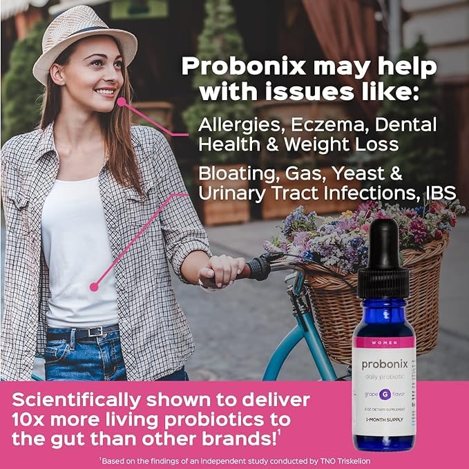 Probonix Humarian Liquid Probiotics for Women - 12-Strain Probiotic Drops to Fortify Women’s Gut Health, Vaginal Health, Immunity and Overall Wellness - 30-Day Supply - Delicious Grape Flavor - FENGGESTORE20