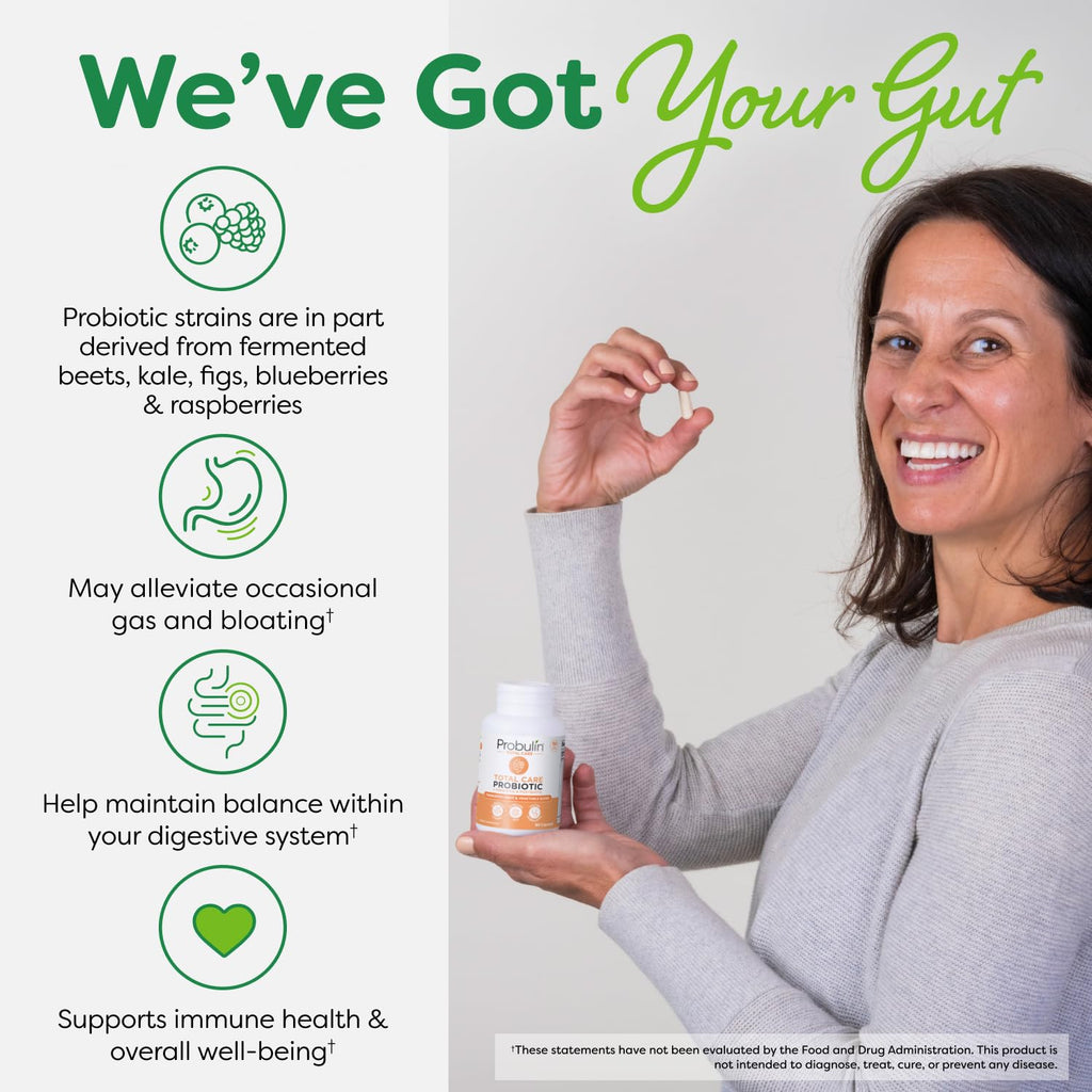 Probulin Total Care Probiotic Supplement, Daily Gut, Digestive, and Immune Health Probiotics Capsules for Men and Women, 20 Billion CFU, Vegan, 90 Count Bottle - FENGGESTORE20