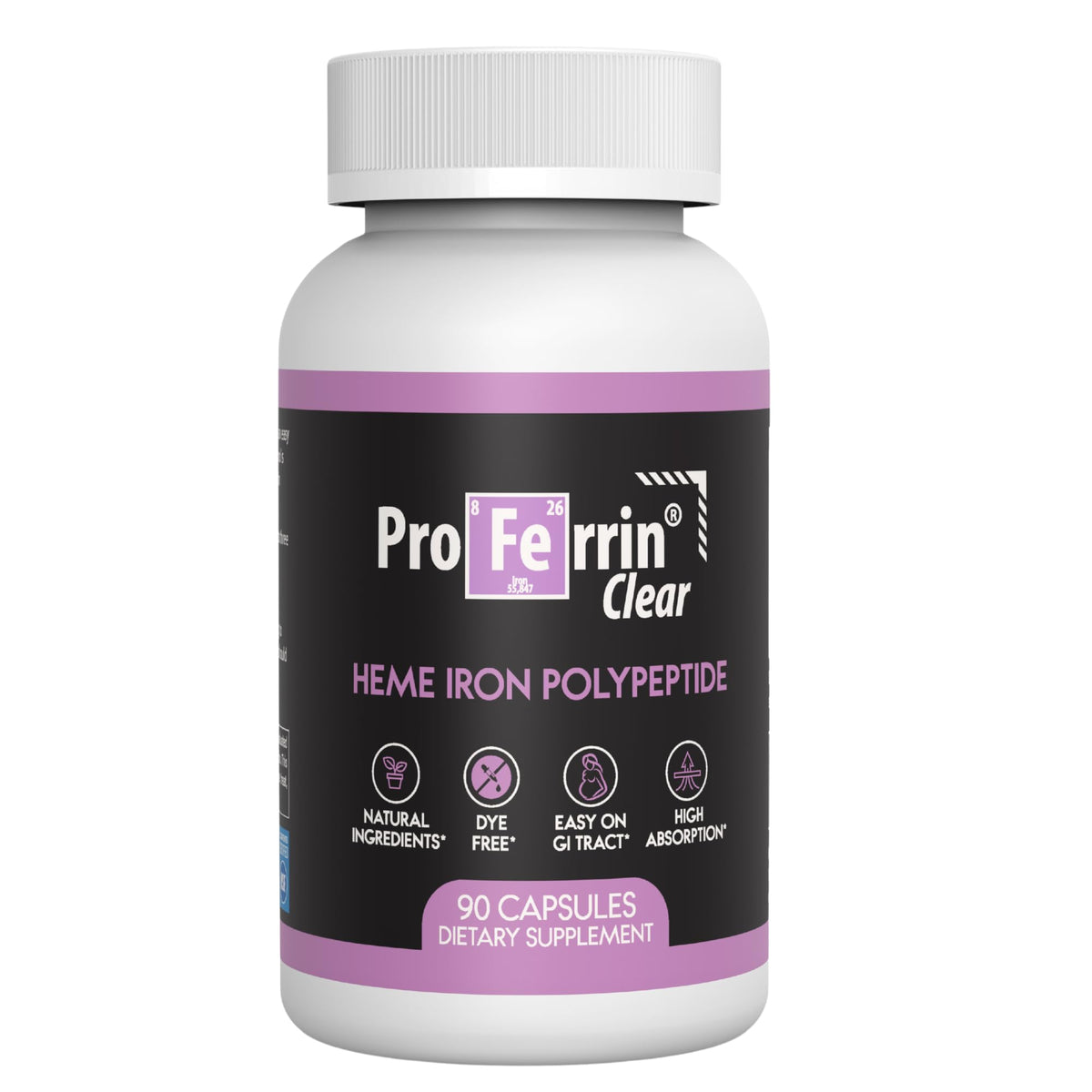 Proferrin Clear Heme Iron Supplement, 90 Capsules- Superior Absorption, Easy on The Gut, Natural, Made in The US - FENGGESTORE20