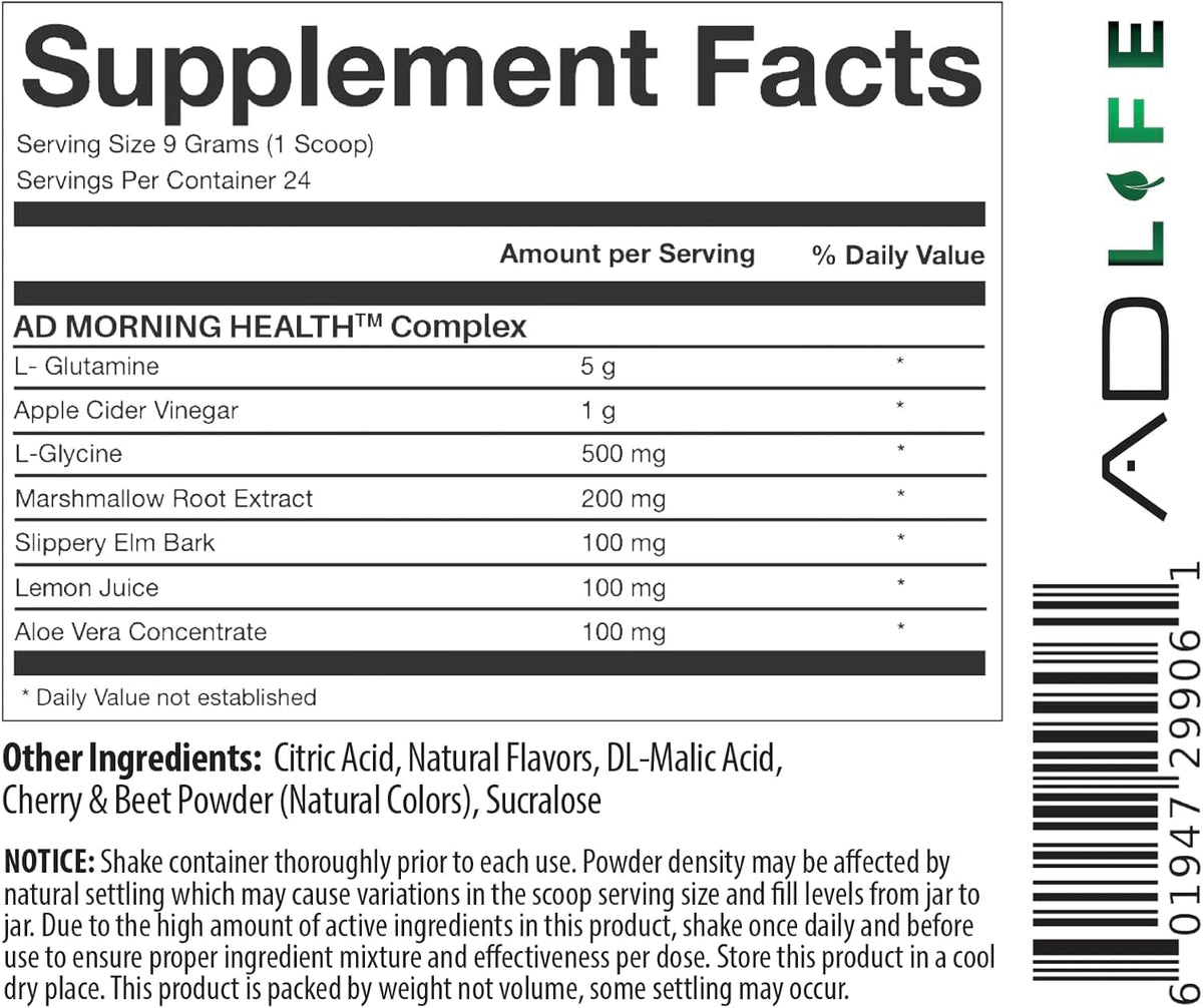 Project AD Life Good Morning Detox and Performance Drink, Naturally Flavored and Formulated with L-GLutamine, Apple Cider Vinegar, and Aloe Vera (24 Servings, Summer Fruits) - FENGGESTORE20