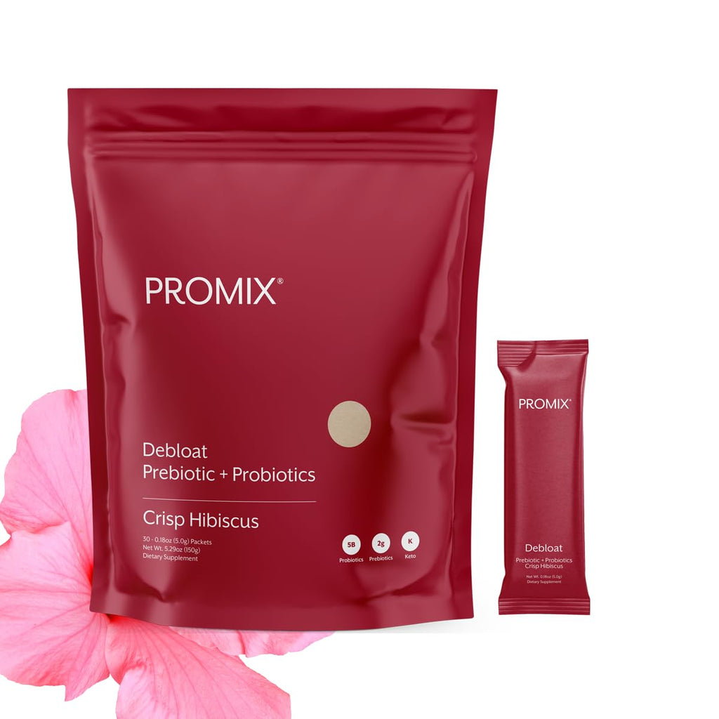 ProMix Nutrition Debloat Prebiotics and Probiotics Immune Support Supplement for Digestion, Cortisol Health, Gut Cleanse - Hibiscus - FENGGESTORE20