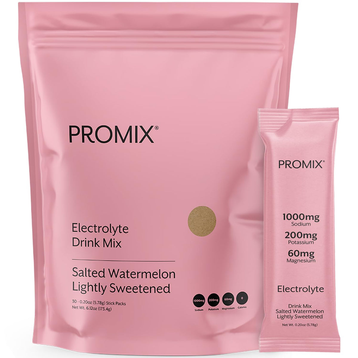 ProMix Nutrition Electrolytes Powder Hydration Packets - Himalayan Pink Salt, Magnesium, Potassium, Vitamin C - Salted Watermelon, - FENGGESTORE20