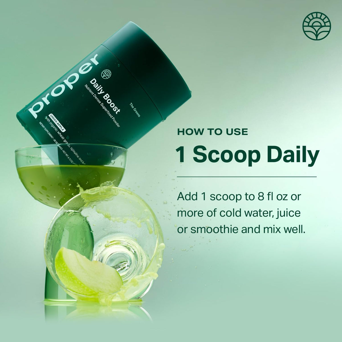 Proper, The Greens Daily Boost Organic Greens Powder. Whole Food, Apple Flavour Veggie Powder Superfood with Wheatgrass, Spirulina, Chlorella, Probiotics. - FENGGESTORE20