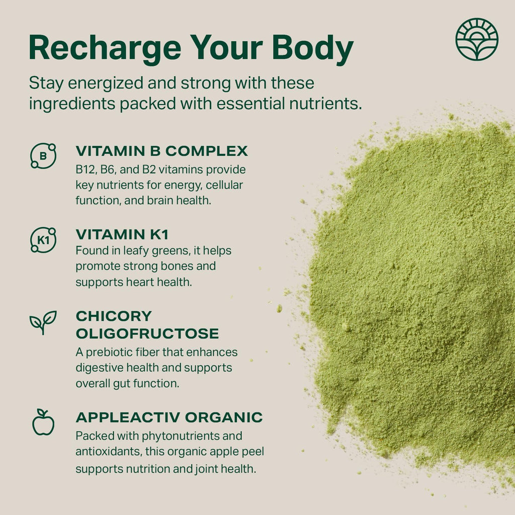 Proper, The Greens Daily Boost Organic Greens Powder. Whole Food, Apple Flavour Veggie Powder Superfood with Wheatgrass, Spirulina, Chlorella, Probiotics. - FENGGESTORE20
