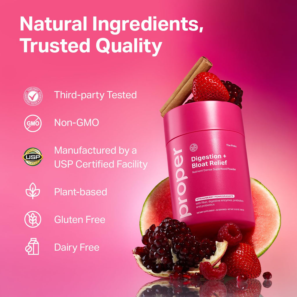 Proper, The Pinks Digestion and Bloat Relief. Drink Mix with Gut Health Probiotics, Prebiotics, Beet Root & Enzymes for Digestive Support. Bloating and Microbiome - FENGGESTORE20