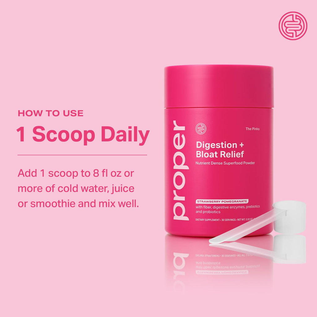 Proper, The Pinks Digestion and Bloat Relief. Drink Mix with Gut Health Probiotics, Prebiotics, Beet Root & Enzymes for Digestive Support. Bloating and Microbiome - FENGGESTORE20