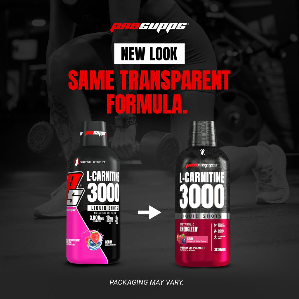 ProSupps L-Carnitine Liquid 3000, Stimulant-Free Liquid Shots for Men & Women - Clean Workout Drink for Energy, Performance & Muscle Recovery - FENGGESTORE20