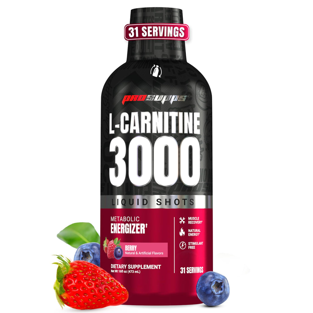 ProSupps L-Carnitine Liquid 3000, Stimulant-Free Liquid Shots for Men & Women - Clean Workout Drink for Energy, Performance & Muscle Recovery - FENGGESTORE20