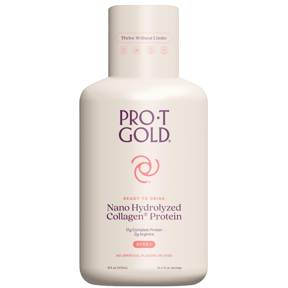 ProT Gold Liquid Collagen Protein Shot, Support for Hair, Nails and Skin, 17g, Nano Hydrolyzed & Grass Fed with Amino Acids, Sugar Free, Gluten Free, - FENGGESTORE20