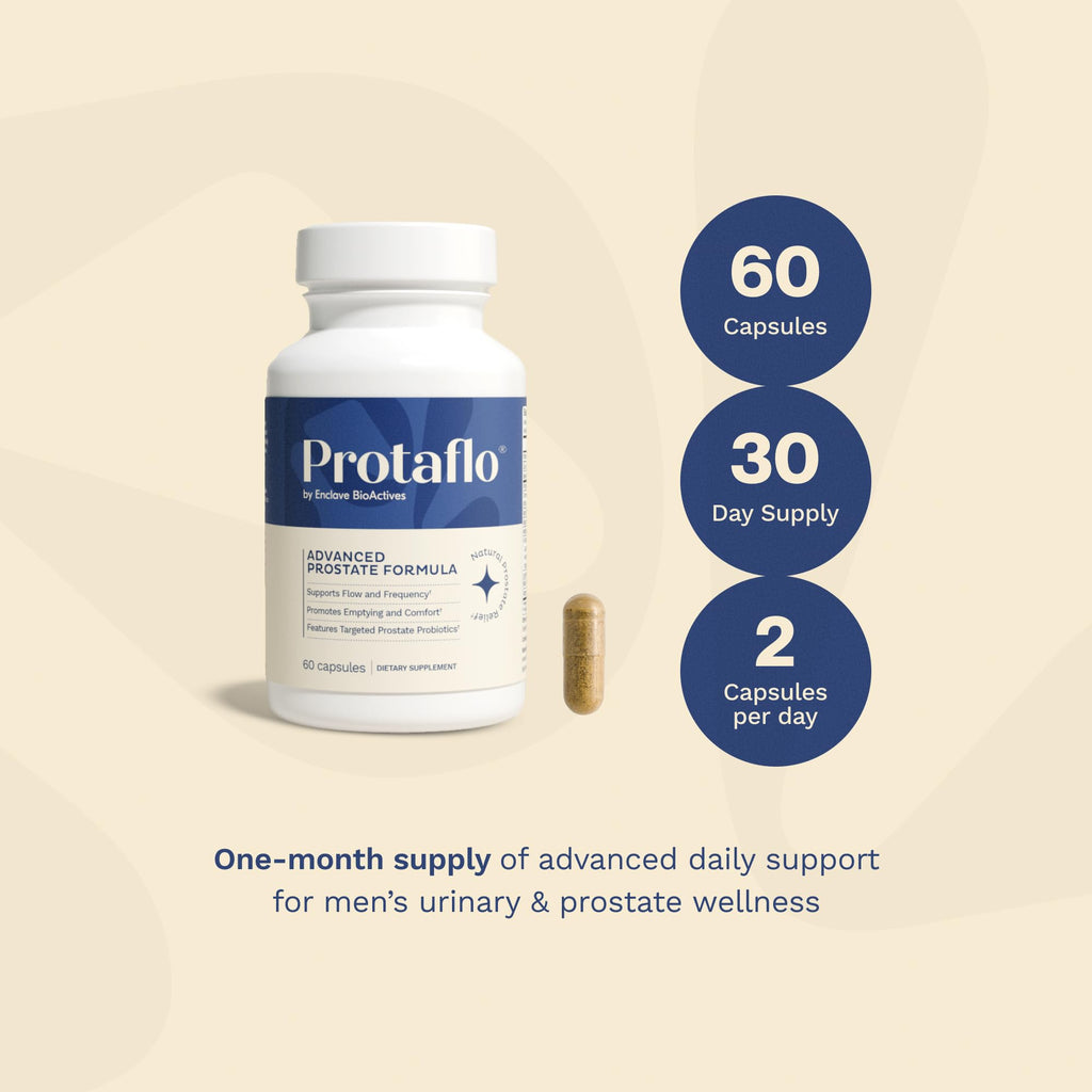 Protaflo Prostate Supplements for Men - Supports Urinary Flow & Bladder Control | Probiotics + Black Walnut, Nettle, Turmeric, Lycopene, Pumpkin Seed - FENGGESTORE20