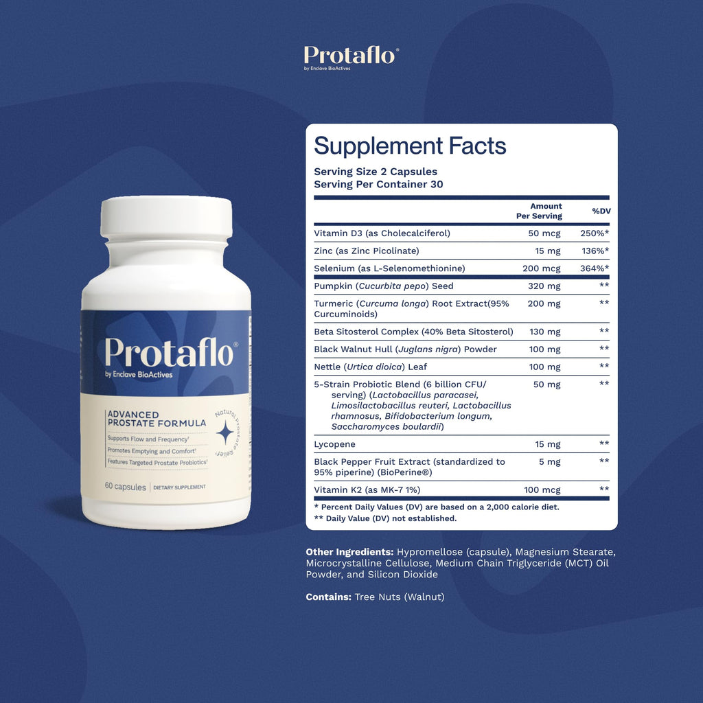 Protaflo Prostate Supplements for Men - Supports Urinary Flow & Bladder Control | Probiotics + Black Walnut, Nettle, Turmeric, Lycopene, Pumpkin Seed - FENGGESTORE20