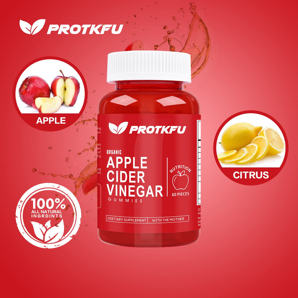 ProTKFU Apple Cider Vinegar Gummies, 120 Count Max Strength 1000mg ACV Gummies with Vitamin B12 & B6, for Metabolism, Digestion, Detox, Gut & Immune Health - FENGGESTORE20