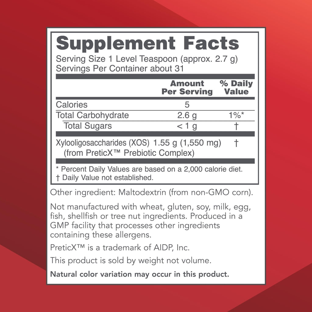 PROTOCOL FOR LIFE BALANCE Prebiotic Powder XOS - 1.55g per Serving - Intestinal Flora - Support GI Tract & Gut Health - Kosher & Non-GMO - 3 oz - FENGGESTORE20