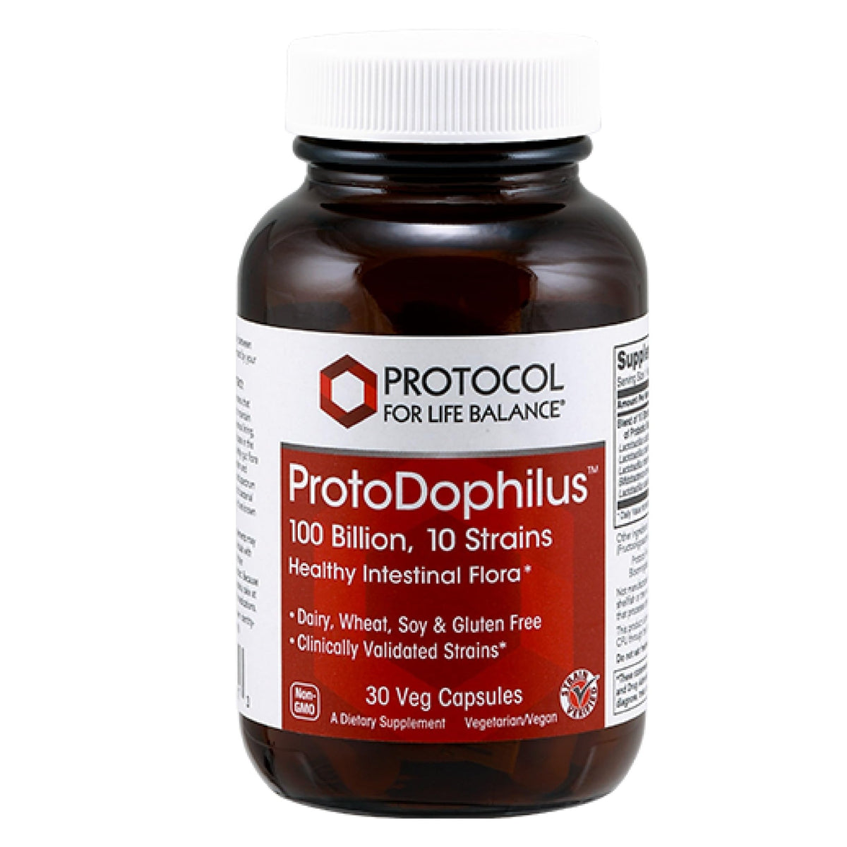 PROTOCOL FOR LIFE BALANCE Proto Dophilus 100 Billion 10 Strains - Support Digestive Gut Health Immune System & Detox - Dairy, Wheat, Soy & Gluten Free - Vegan & Nut Free - 30 Veg Capsules - FENGGESTORE20