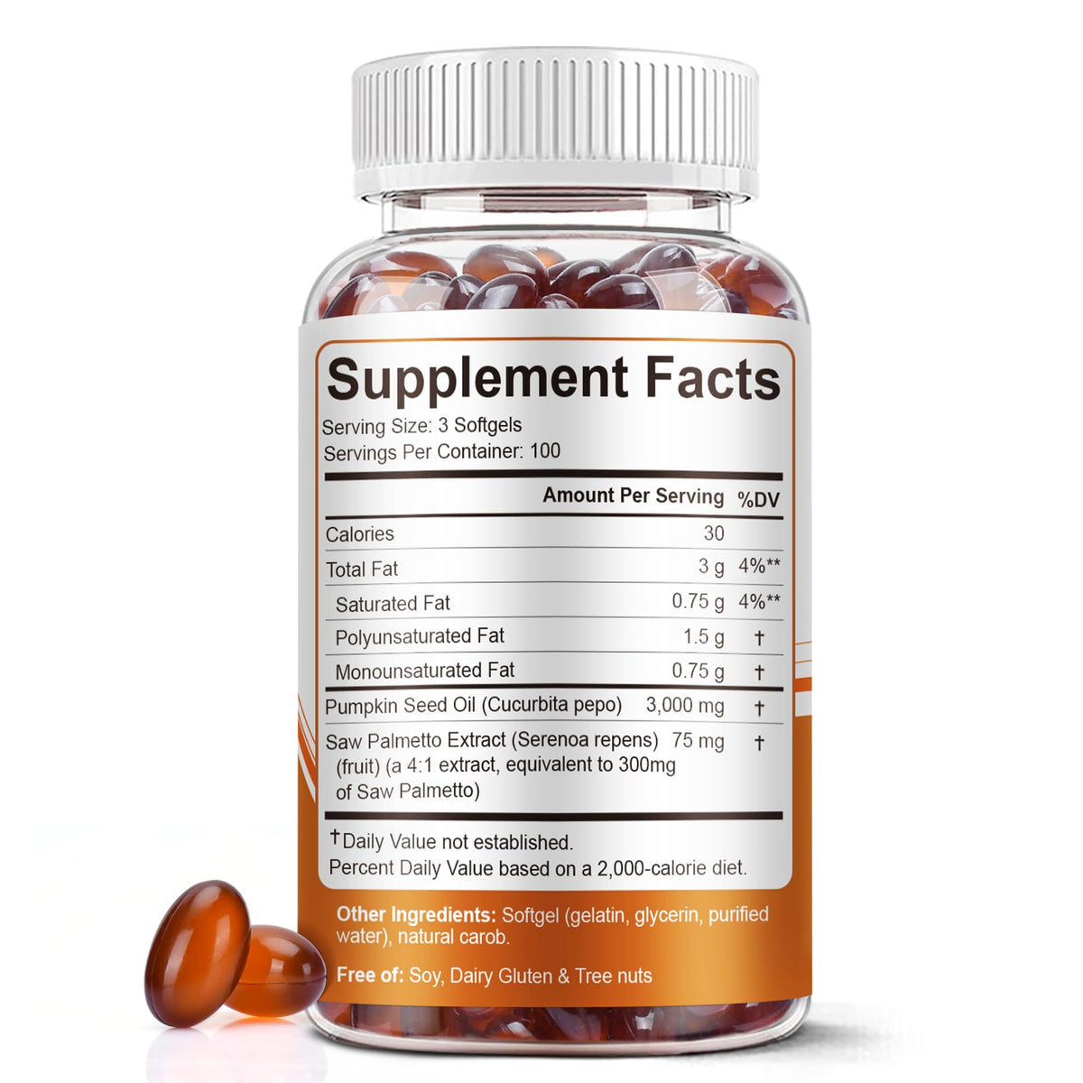 Pumpkin Seed Oil with Saw Palmetto Capsules, 3000mg/serving, 300/600 Softgels | Cold Pressed, Pure Virgin Oil, Essential Fatty Acids & Phytosterols | Supports Hair, Urinary - FENGGESTORE20