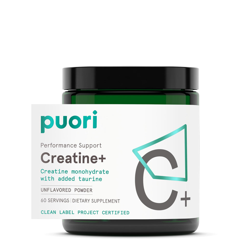 Puori Creatine Monohydrate Powder with Taurine - Unflavored Creatine Powder, Pre-Workout Supplement for Men & Women - Muscle Builder, Enhanced Workout - FENGGESTORE20