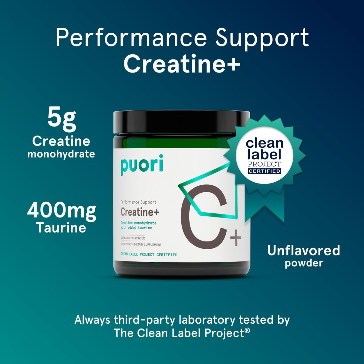 Puori Creatine Monohydrate Powder with Taurine - Unflavored Creatine Powder, Pre-Workout Supplement for Men & Women - Muscle Builder, Enhanced Workout - FENGGESTORE20