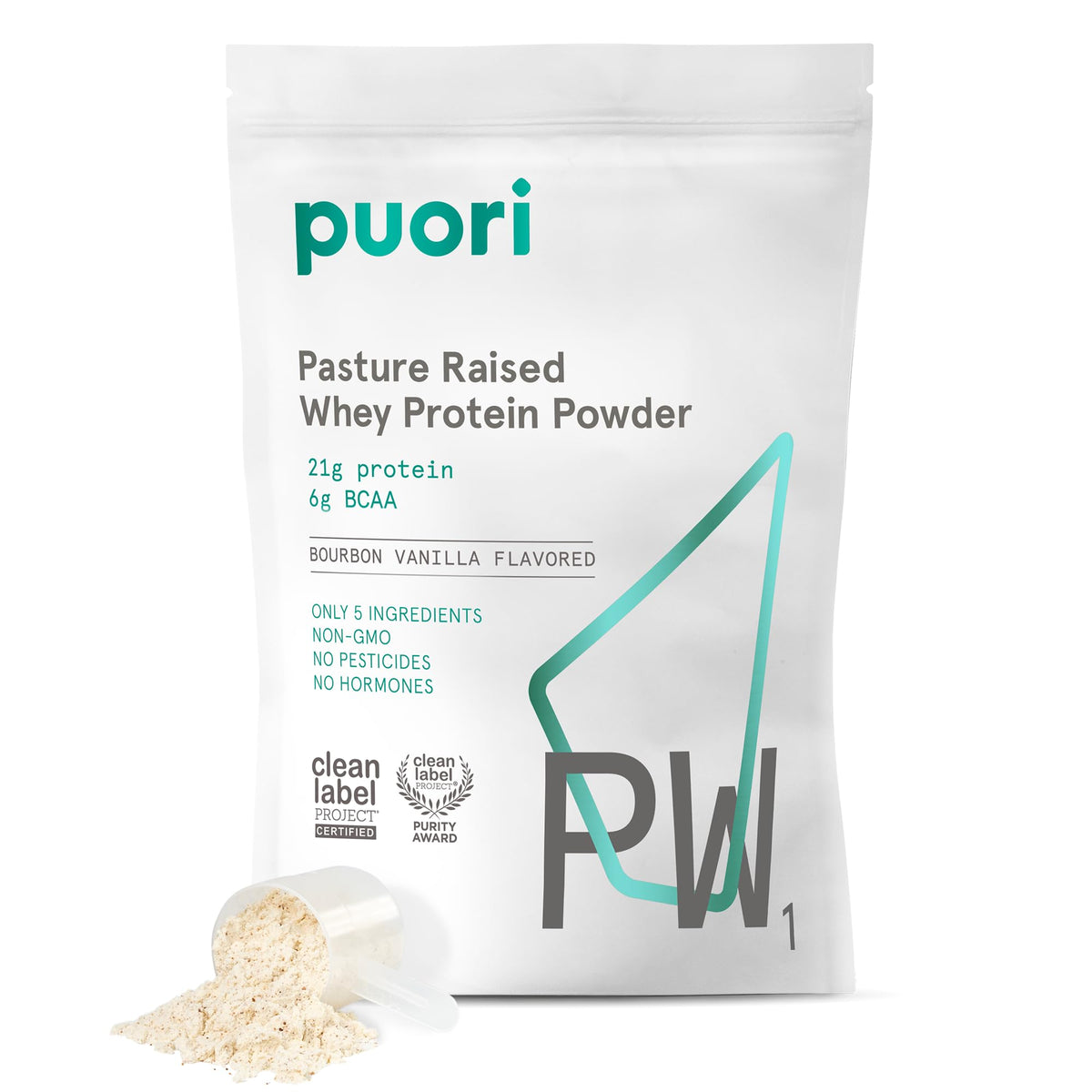 Puori Whey Protein Powder, Bourbon Vanilla - PW1 Pasture-Raised, Grass-Fed Whey Protein Powder Drink Mix containing BCAA Amino Acids - Post-Workout Supplement - FENGGESTORE20