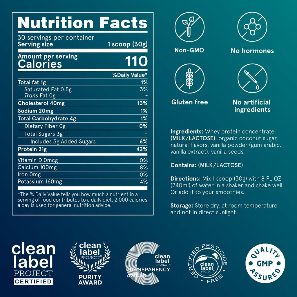 Puori Whey Protein Powder, Bourbon Vanilla - PW1 Pasture-Raised, Grass-Fed Whey Protein Powder Drink Mix containing BCAA Amino Acids - Post-Workout Supplement - FENGGESTORE20