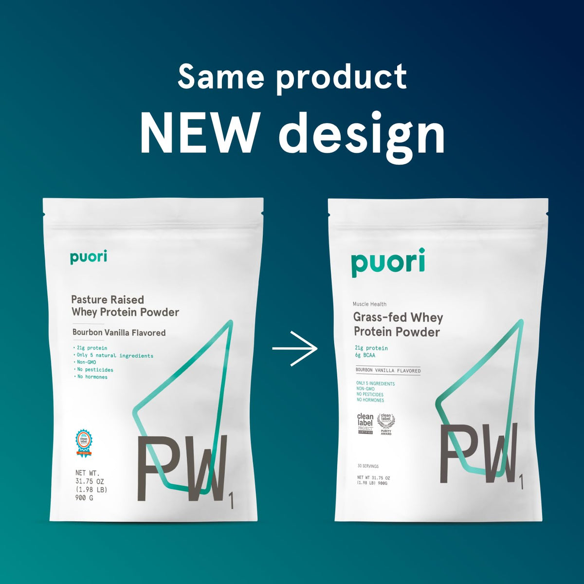Puori Whey Protein Powder, Bourbon Vanilla - PW1 Pasture-Raised, Grass-Fed Whey Protein Powder Drink Mix containing BCAA Amino Acids - Post-Workout Supplement - FENGGESTORE20
