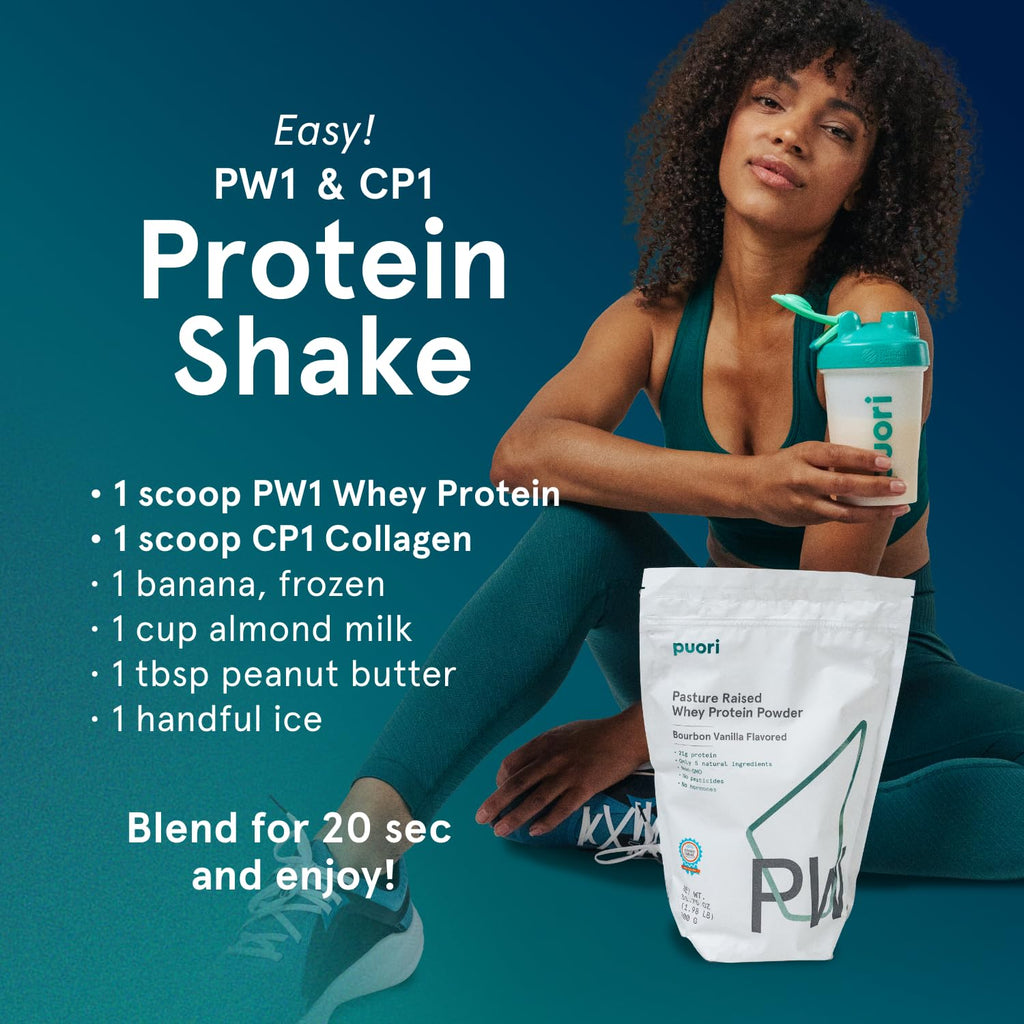 Puori Whey Protein Powder, Bourbon Vanilla - PW1 Pasture-Raised, Grass-Fed Whey Protein Powder Drink Mix containing BCAA Amino Acids - Post-Workout Supplement - FENGGESTORE20