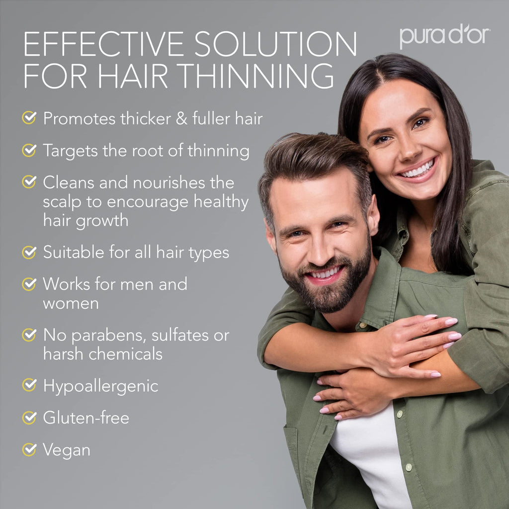 PURA D'OR Original Gold Label Anti-Thinning Shampoo - CLINICALLY TESTED - Biotin & Argan Oil – Sulfate-Free Strengthening & Volumizing for Fuller-Looking Hair, - FENGGESTORE20