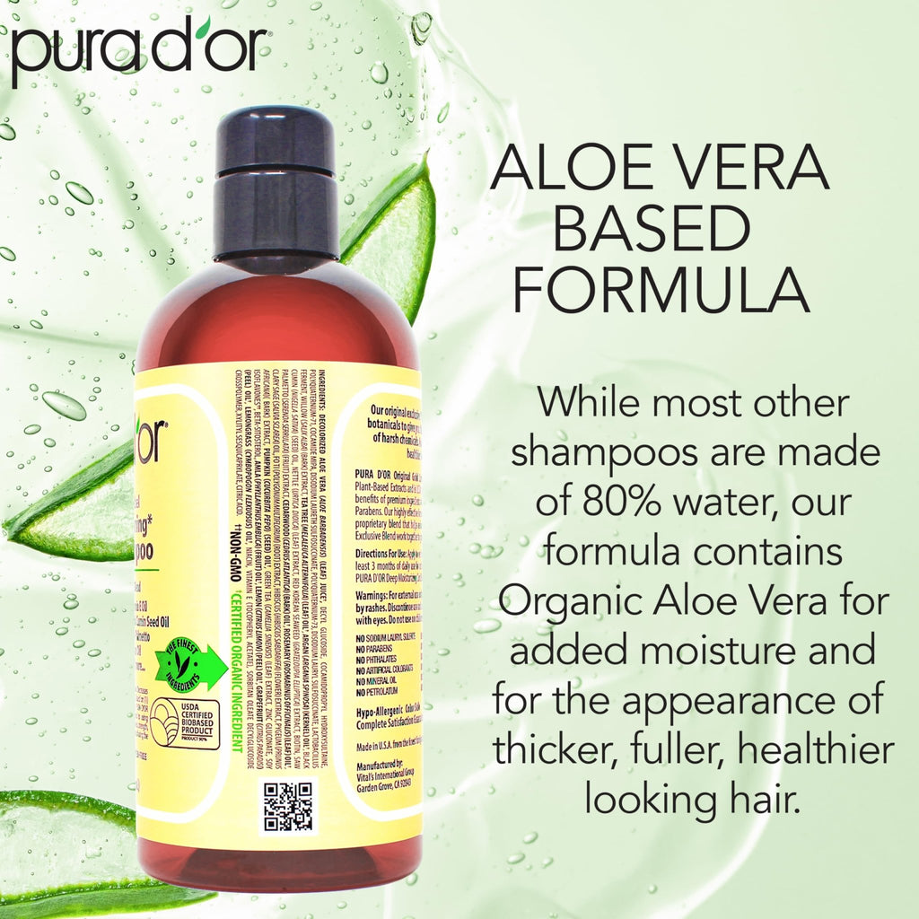 PURA D'OR Original Gold Label Anti-Thinning Shampoo - CLINICALLY TESTED - Biotin & Argan Oil – Sulfate-Free Strengthening & Volumizing for Fuller-Looking Hair, - FENGGESTORE20