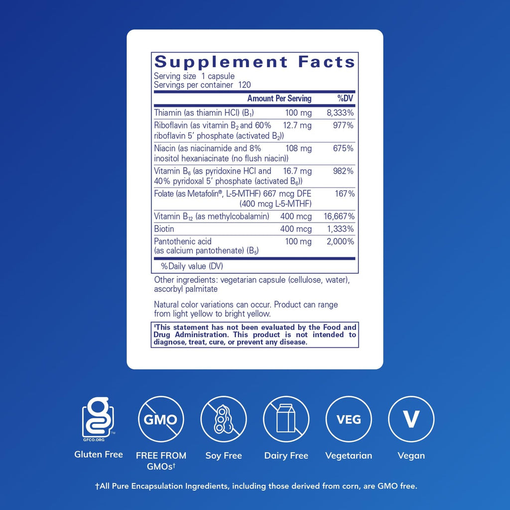Pure Encapsulations B-Complex Plus - B Vitamins Supplement to Support Neurological Health, Cardiovascular Health, Energy Levels & Nervous System Support - FENGGESTORE20