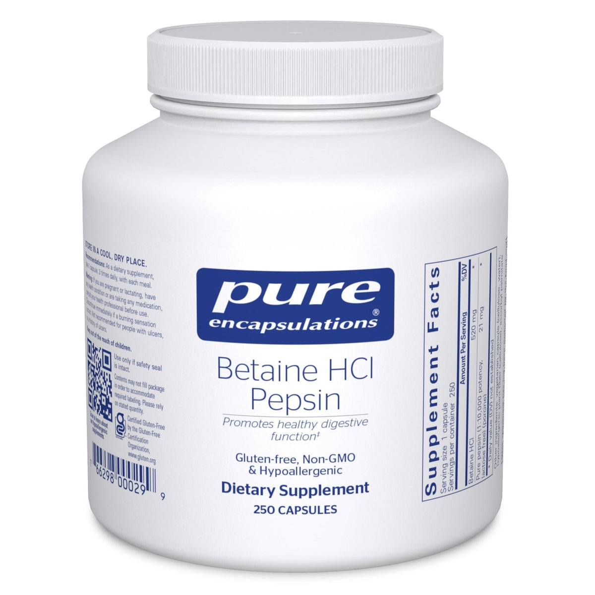 Pure Encapsulations Betaine HCl Pepsin - Digestive Enzymes Supplement for Digestion Aid & Support, Stomach Acid & Nutrient Absorption* - FENGGESTORE20