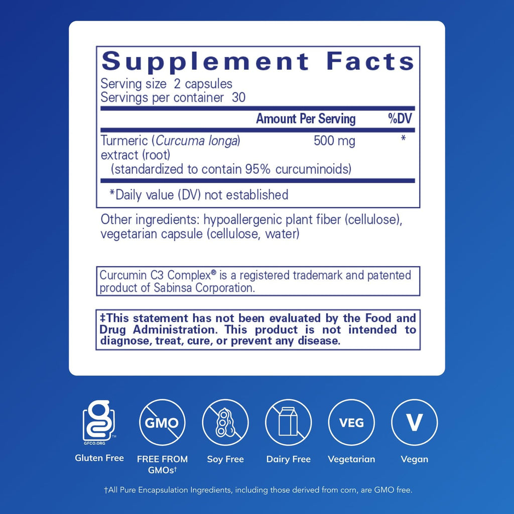 Pure Encapsulations Curcumin - 500 mg - Supports Joint Health & Liver Health - Curcuma Longa Capsule - FENGGESTORE20
