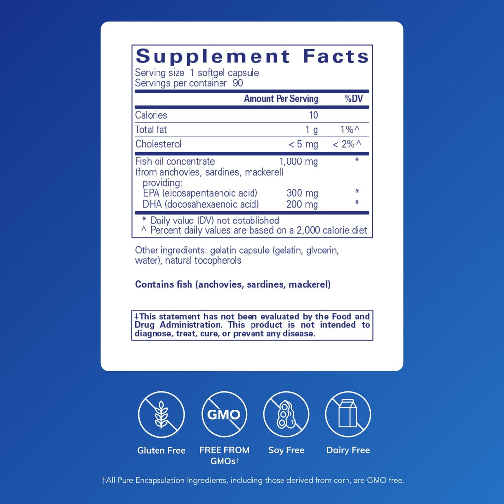 Pure Encapsulations EPA/DHA Essentials - Fish Oil Concentrate Supplement to Support Cardiovascular Health - Premium EPA & DHA Supplement - FENGGESTORE20