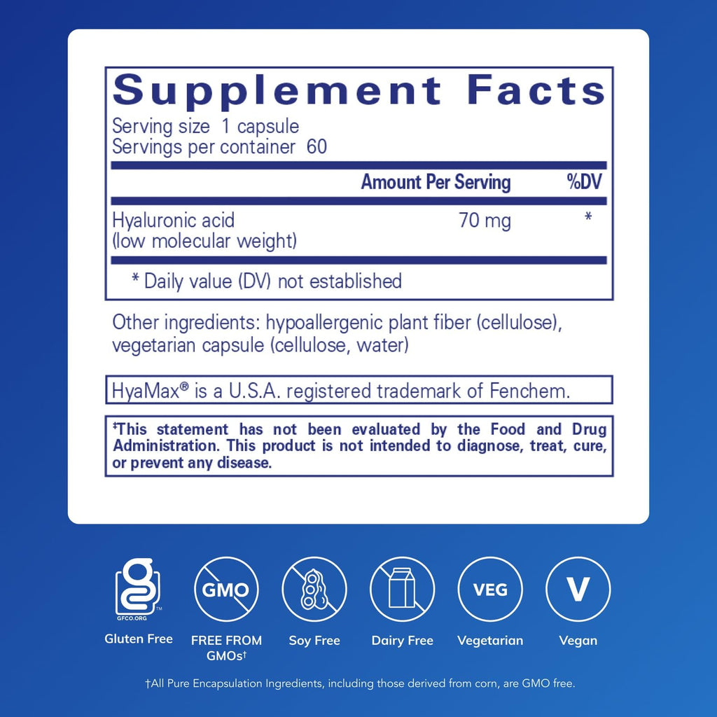 Pure Encapsulations Hyaluronic Acid - for Skin Hydration, Joint Lubrication & Joint Health* - Effective Absorption - Gluten Free - FENGGESTORE20