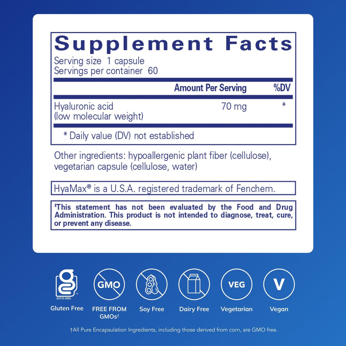 Pure Encapsulations Hyaluronic Acid - for Skin Hydration, Joint Lubrication & Joint Health* - Effective Absorption - Gluten Free - FENGGESTORE20