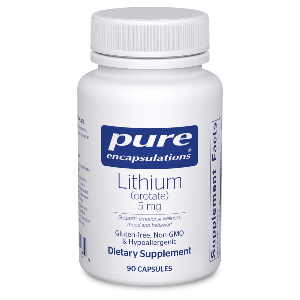 Pure Encapsulations Lithium Orotate 5 mg - Brain Support Supplement - with N-Acetyl-L-Cysteine (NAC) for Memory & Brain Behavior* - Gluten Free & Non-GMO - 90 Capsules - FENGGESTORE20
