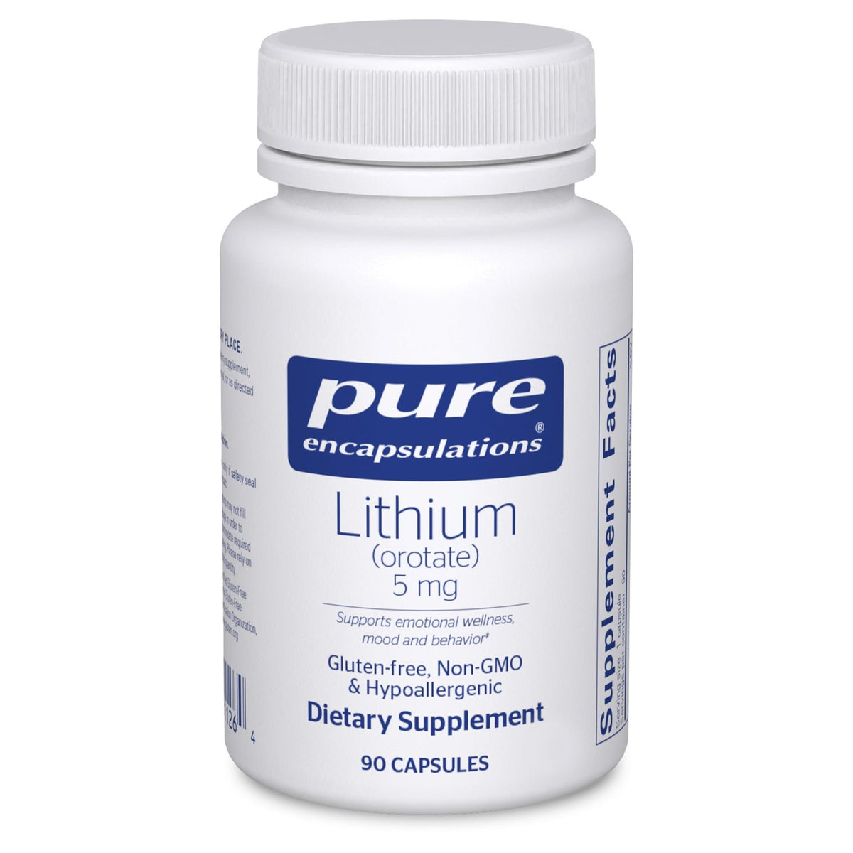 Pure Encapsulations Lithium Orotate 5 mg - Brain Support Supplement - with N-Acetyl-L-Cysteine (NAC) for Memory & Brain Behavior* - Gluten Free & Non-GMO - 90 Capsules - FENGGESTORE20