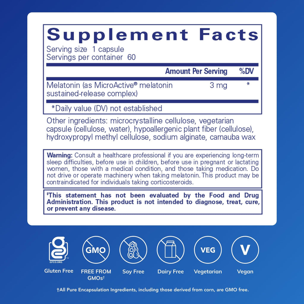 Pure Encapsulations Melatonin-SR - Extended Release Melatonin - Supports Restful Sleep* - Sleep Supplement - Gluten Free & Vegan - 60 Capsules - FENGGESTORE20