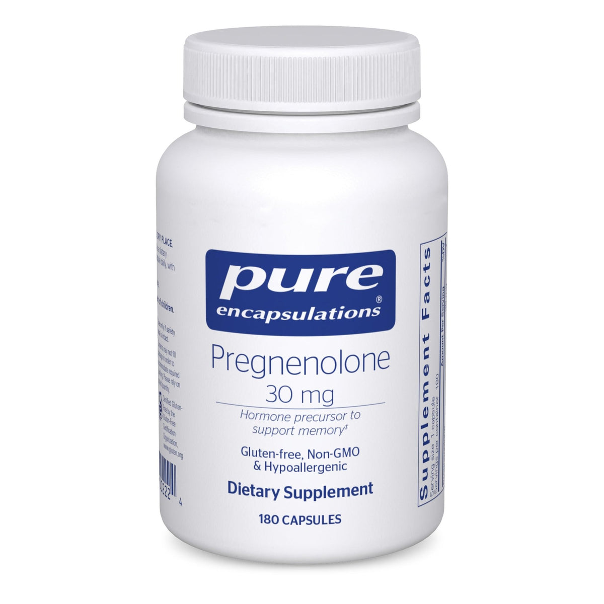 Pure Encapsulations Pregnenolone - 30 mg - Hormone Support - Memory Support - Gluten Free & Vegan - 180 Capsules - FENGGESTORE20