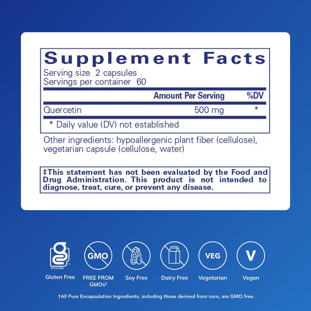 Pure Encapsulations Quercetin - 500 mg - Immune Support, Cellular Health & Heart Health - Antioxidant Supplement - FENGGESTORE20