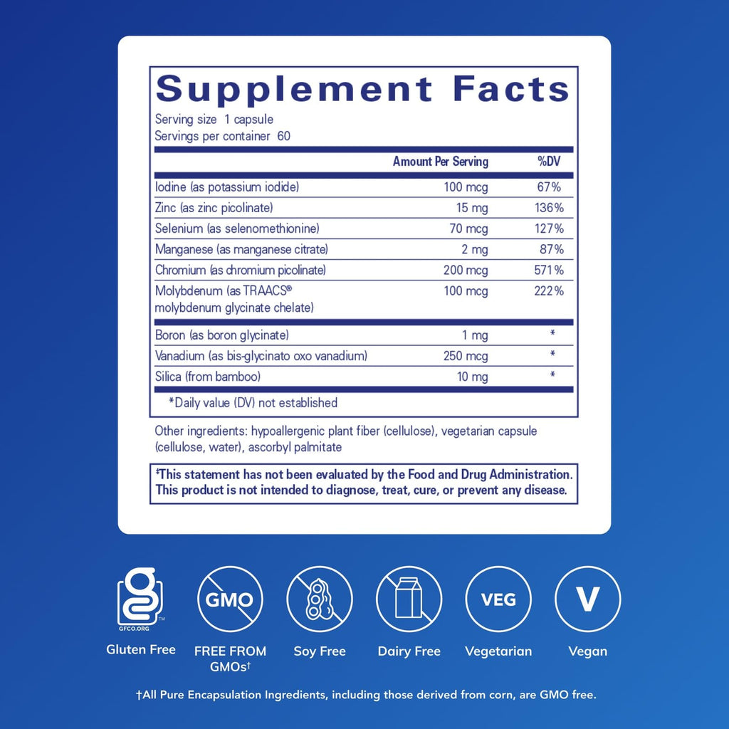 Pure Encapsulations Trace Minerals - Multimineral Supplement - Mineral Supplement - Supports Metabolism & Cellular Function* - Gluten Free & Vegan - 60 Capsules - FENGGESTORE20