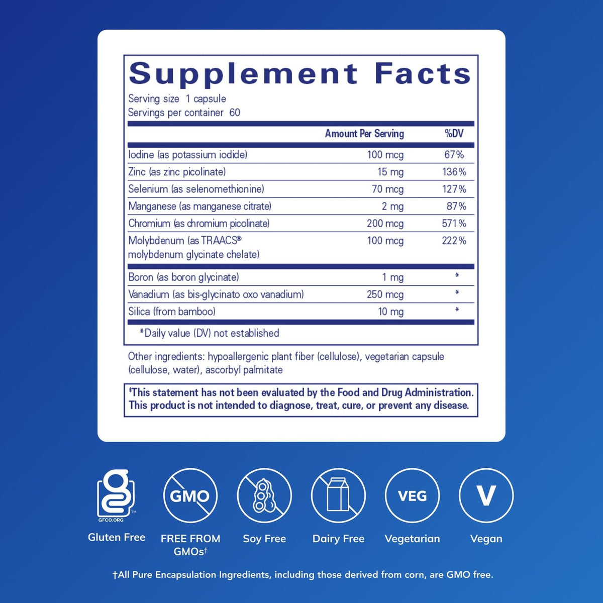 Pure Encapsulations Trace Minerals - Multimineral Supplement - Mineral Supplement - Supports Metabolism & Cellular Function* - Gluten Free & Vegan - 60 Capsules - FENGGESTORE20