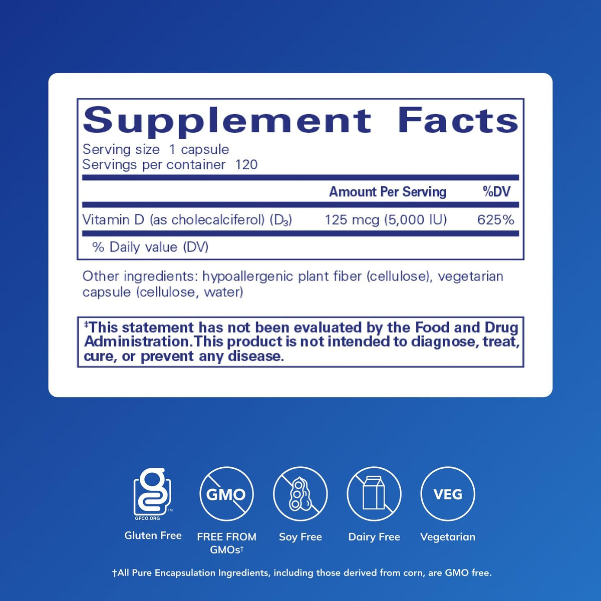 Pure Encapsulations Vitamin D3 125 mcg (5,000 IU) - Supplement to Support Bone, Joint, Breast, Heart, Colon, and Immune Health - FENGGESTORE20
