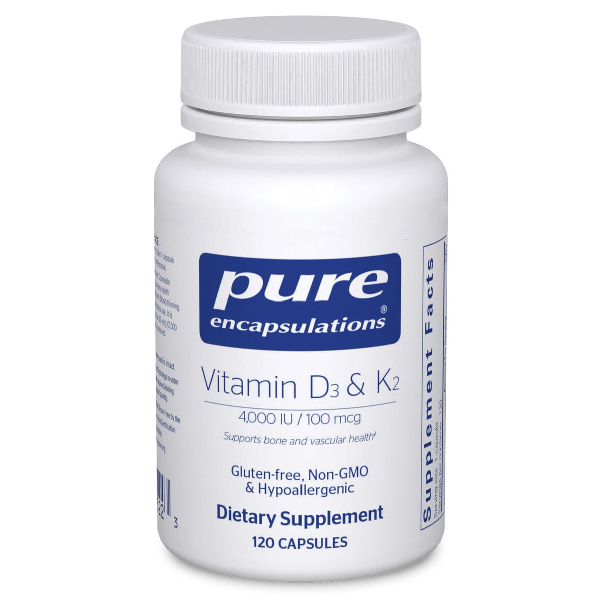 Pure Encapsulations Vitamin D3 & K2 - Bone & Vascular Health Support - Immune Function Support - Gluten Free - Non-GMO - 120 Capsules - FENGGESTORE20