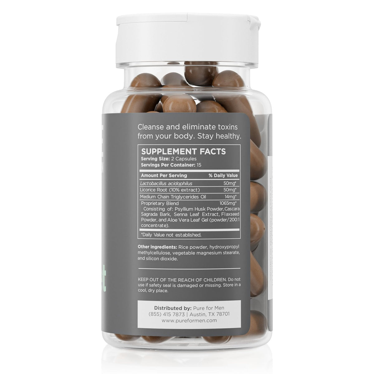 Pure for Men Detox Supplement, Reset | Promotes Digestive & Gut Health, Helps Remove Toxins & Supports Immune System, Colon Cleanse | 30 Capsules - FENGGESTORE20
